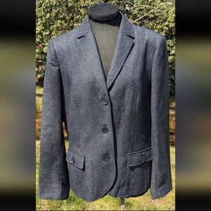 Women's Anne Klein Black Tweed Blazer Jacket Size 12